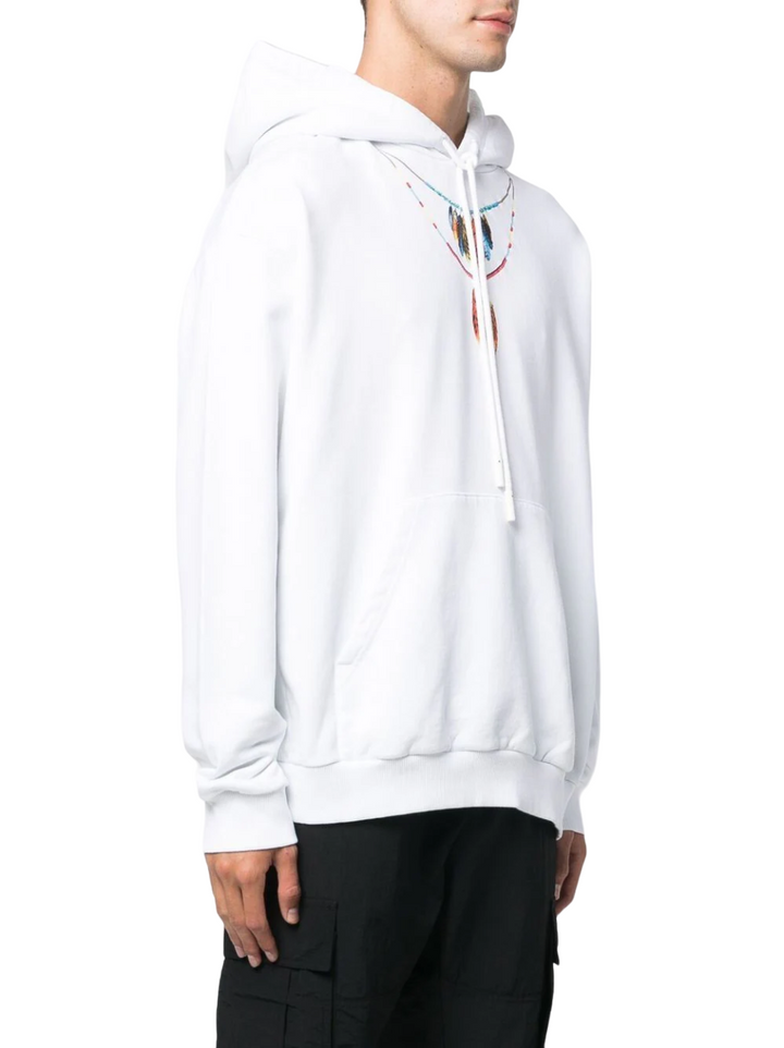 Marcelo Burlon Feathers Necklace Over Hoodie White Red | Hype Vault Kuala Lumpur 