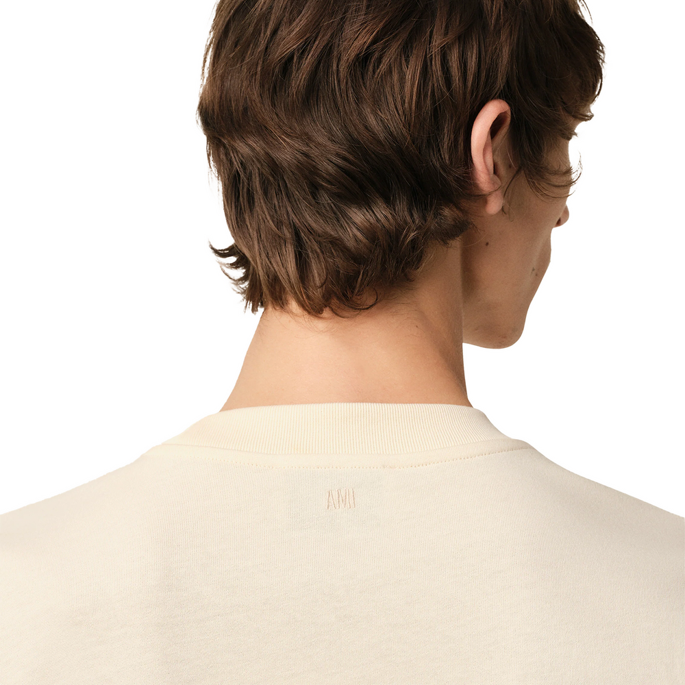 Ami Paris Knitted Patch Boxy Fit Tee ‘Beige’ | Hype Vault