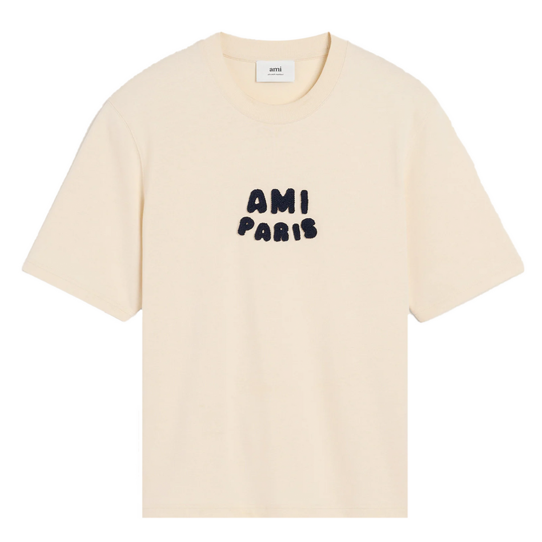 Ami Paris Knitted Patch Boxy Fit Tee ‘Beige’ | Hype Vault