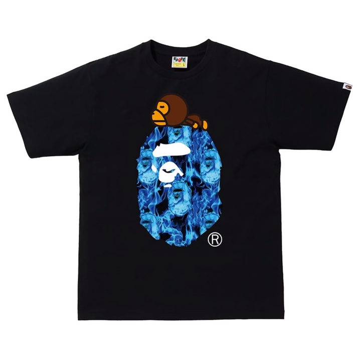 BAPE Flame Milo On Big Ape T-Shirt Black/Blue (SS20) | Hype Vault