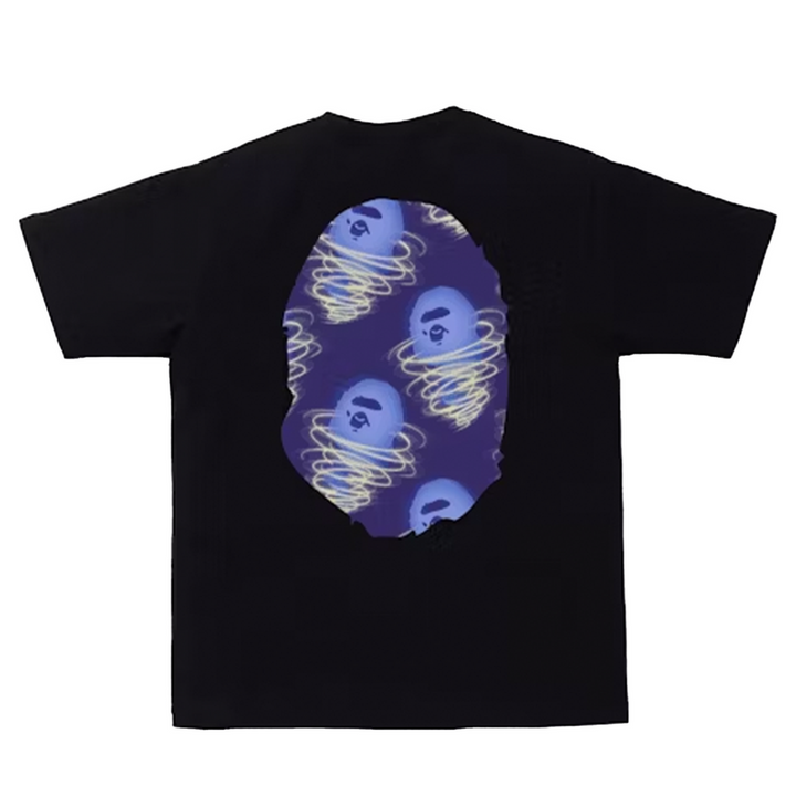 Bape Ape Face Blue Ghost Glow Tee Black | Hype Vault