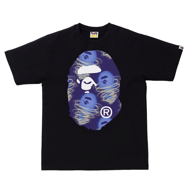 Bape Ape Face Blue Ghost Glow Tee Black | Hype Vault