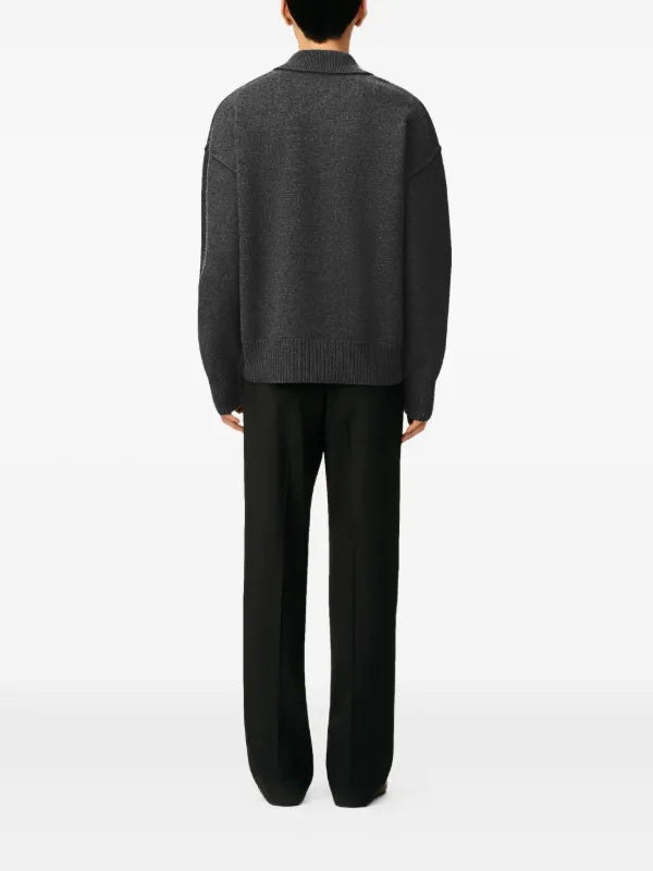 Ami Paris Ami De Coeur Wool Polo Shirt Grey