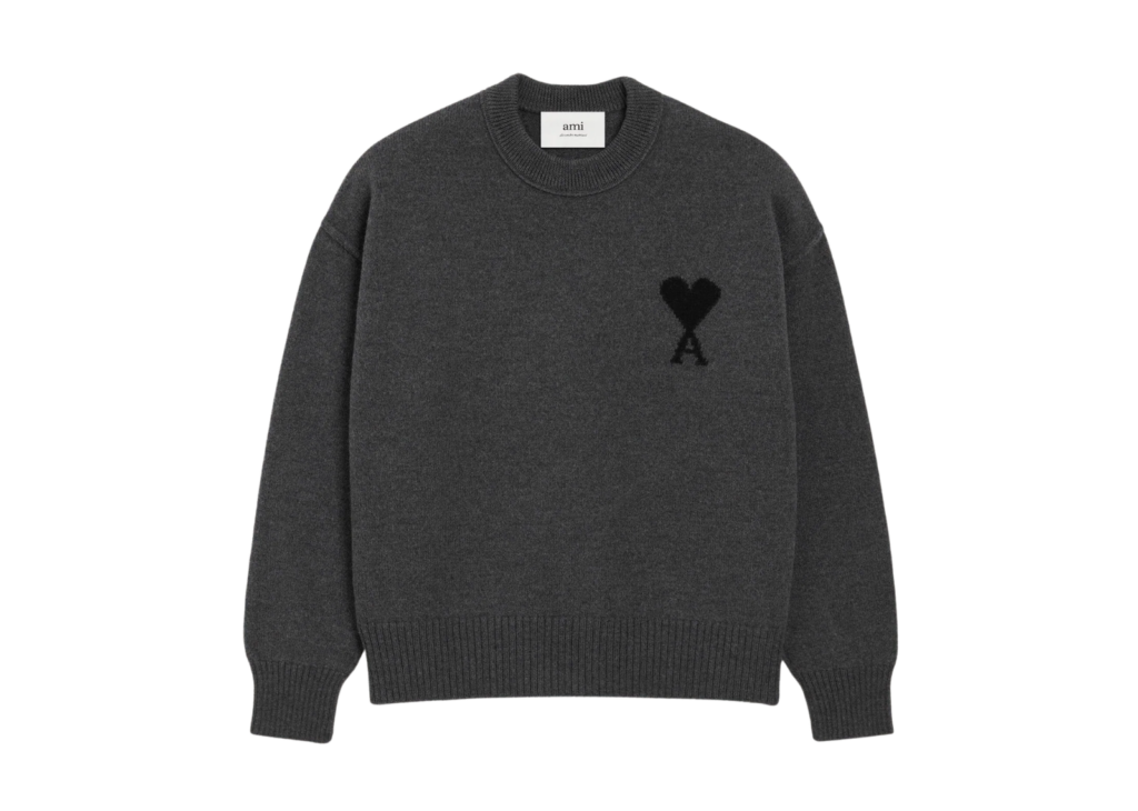 Ami Paris Ami De Coeur Wool Crewneck Sweater Grey