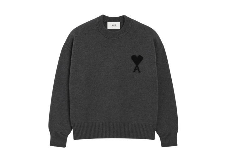 Ami Paris Ami De Coeur Wool Crewneck Sweater Grey
