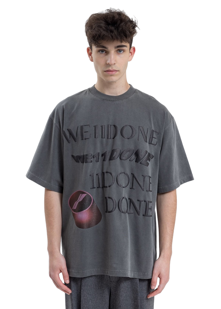 We11done Washed Logo T-Shirt Charcoal | Hype Vault Kuala Lumpur