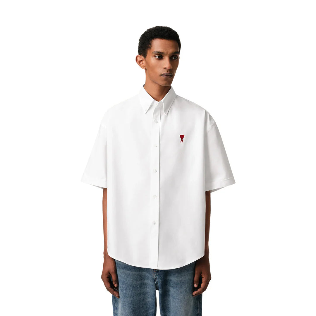 Ami Paris Cotton Boxy Fit Short Sleeves Shirt White (SS24)