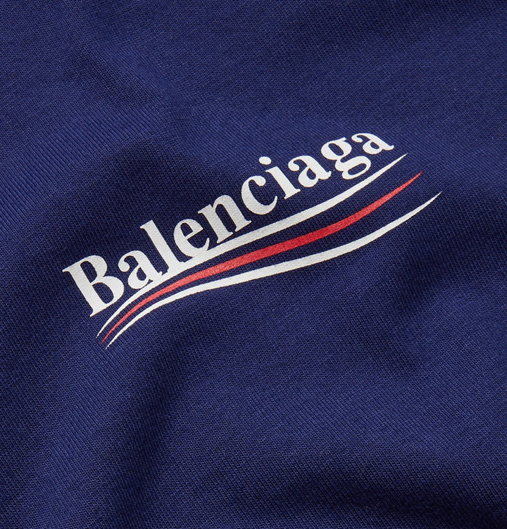 Balenciaga political campaign t-shirt available at Hype Vault – short-sleeve design with bold chest and back prints, featuring a playful, politically inspired twist on the iconic logo.