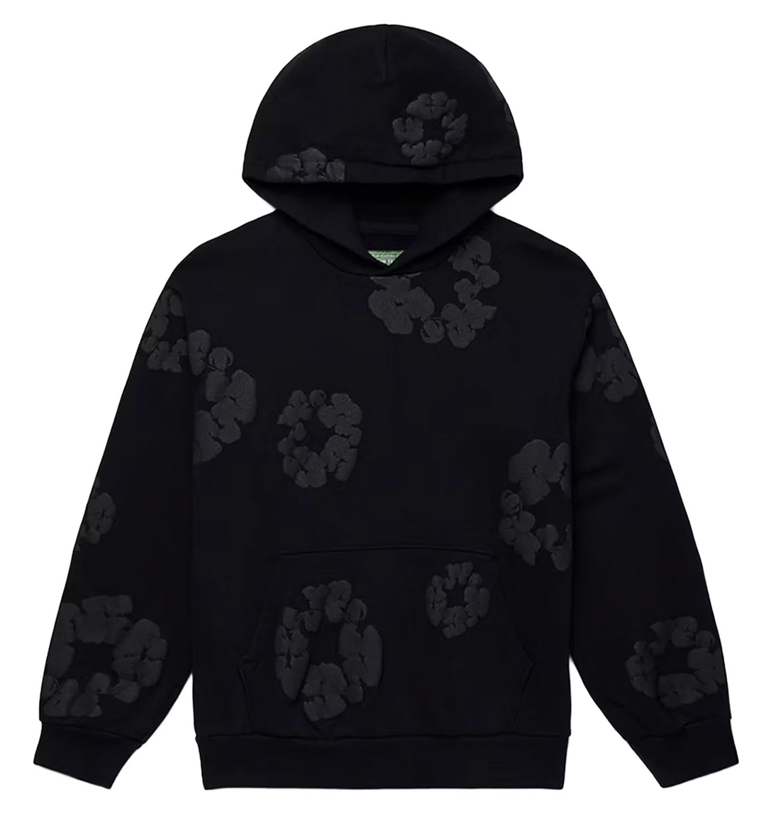 Denim Tears Cotton Wreath Hoodie Black Monochrome (SS24) - Hype Vault - Authentic luxury, streetwear and sneakers Kuala Lumpur Malaysia