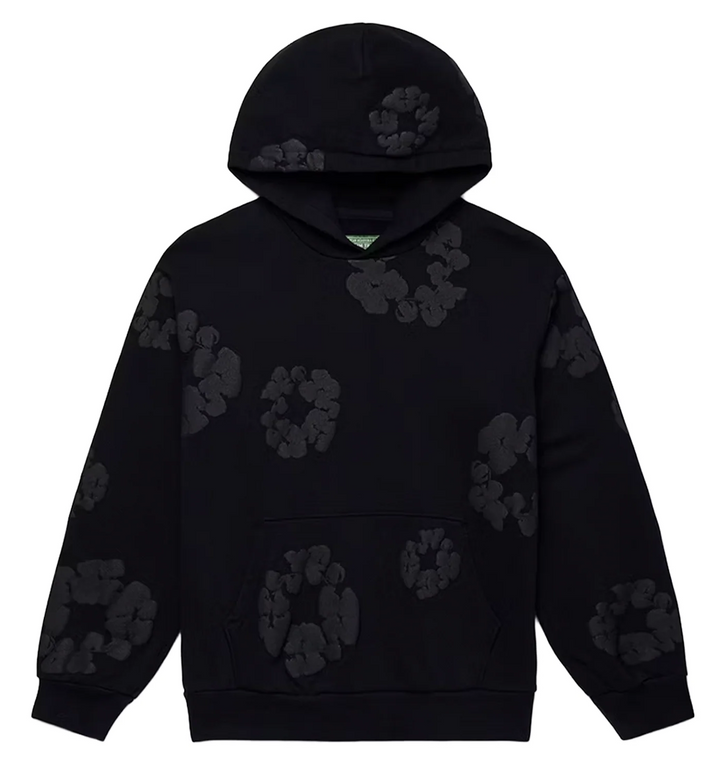 Denim Tears Cotton Wreath Hoodie Black Monochrome (SS24) - Hype Vault - Authentic luxury, streetwear and sneakers Kuala Lumpur Malaysia