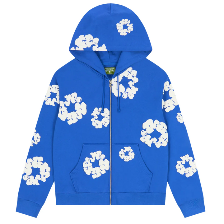 Denim Tears Cotton Wreath Zip-Up Hoodie Blue (SS25)