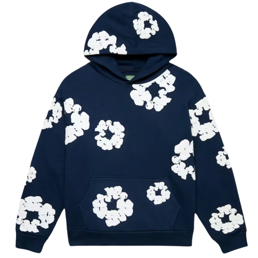 The Cotton Wreath Hoodie Sweatshirt Navy | Hype Vault