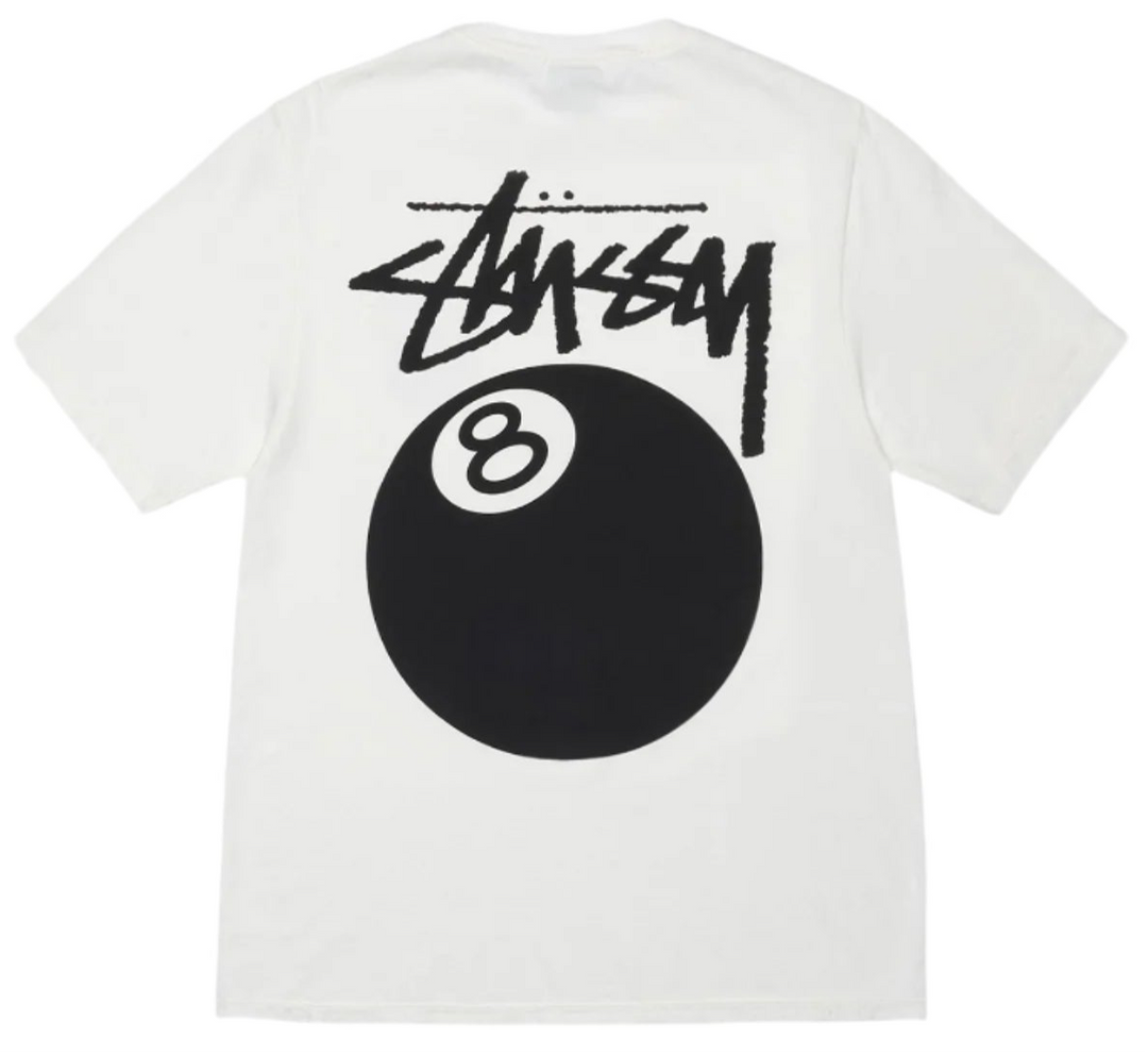 Stussy 8 Ball Pigment Dyed Tee  White (SS24) | Hype Vault Kuala Lumpur | Asia's Top Trusted High-End Sneakers and Streetwear Store | Guaranteed 100% authentic