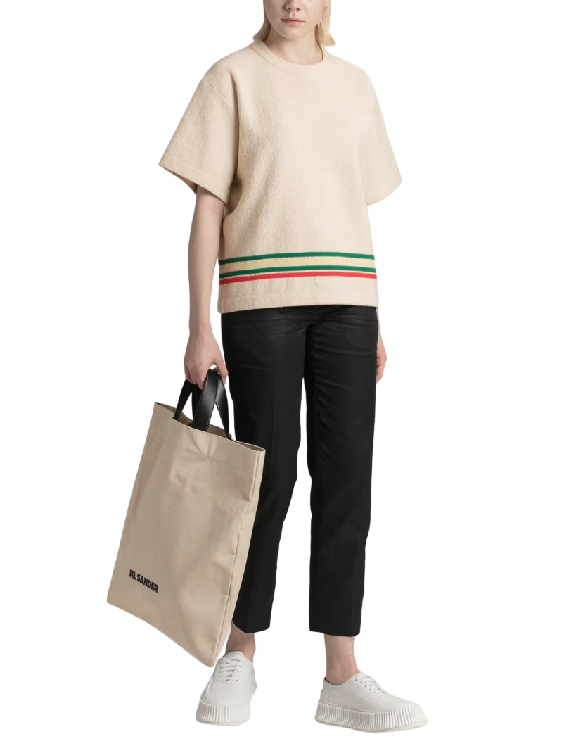 Jil Sander Stripe-Print Colored T-Shirt Beige