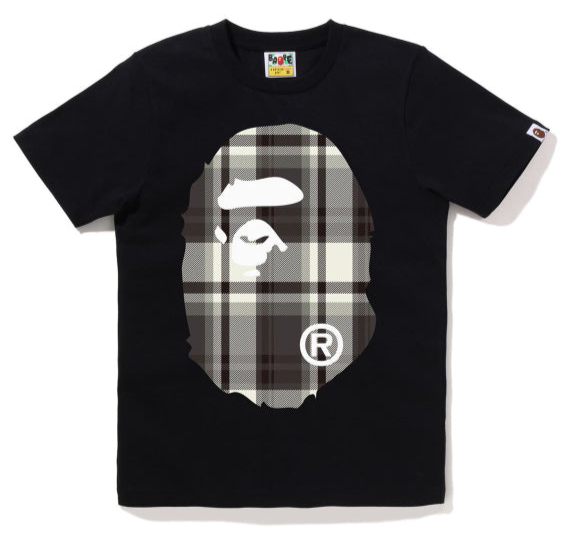 BAPE A Bathing Ape Check Big Ape Head Tee ‘Black’