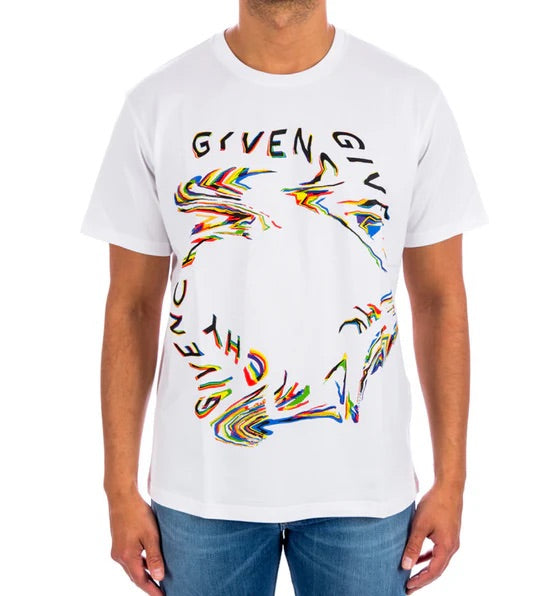 Givenchy Glitch Printed T-Shirt White Regular Fit | Hype Vault Kuala Lumpur