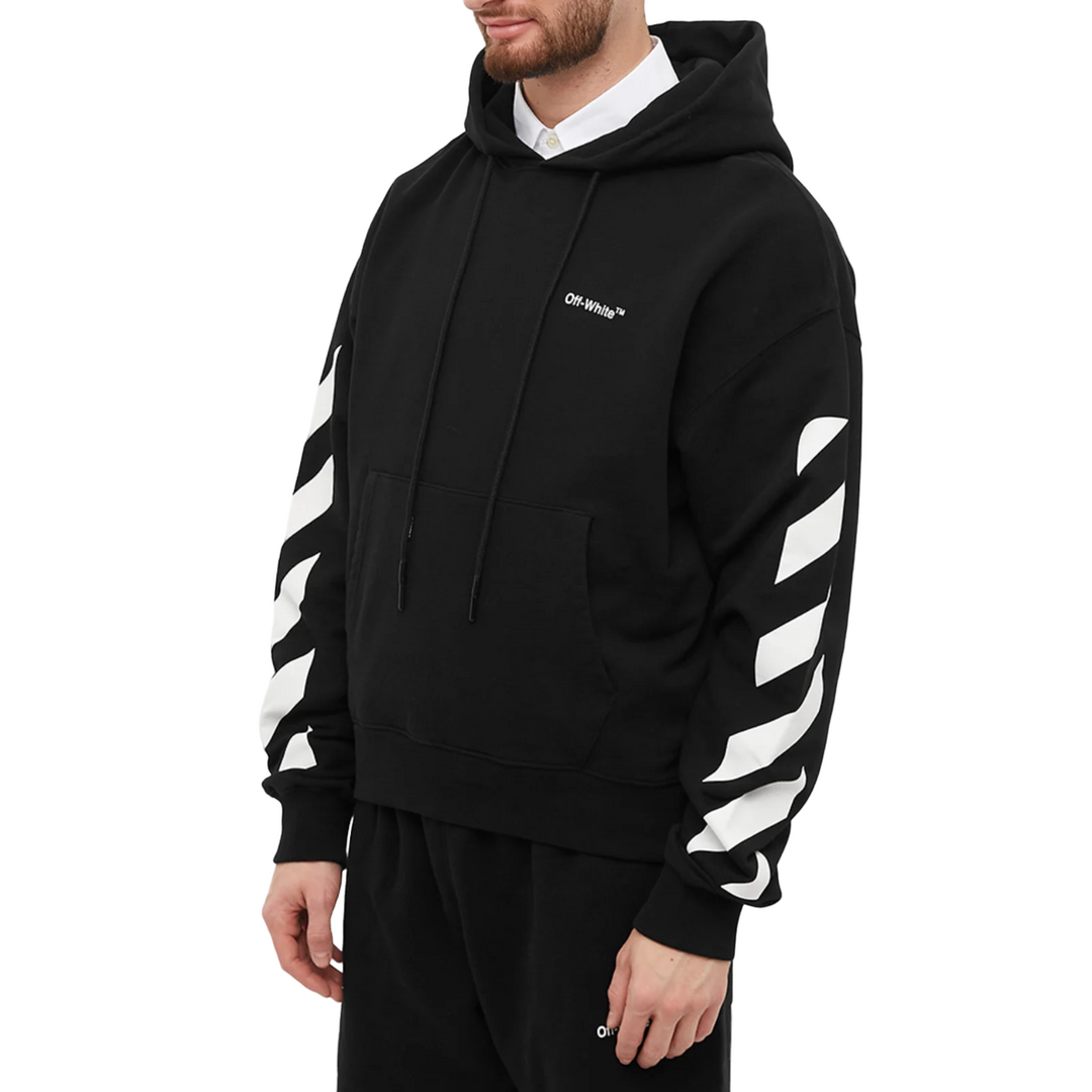 Off-White Diagonal Helvetica Oversized Black Hoodie | Hype Vault Kuala Lumpur