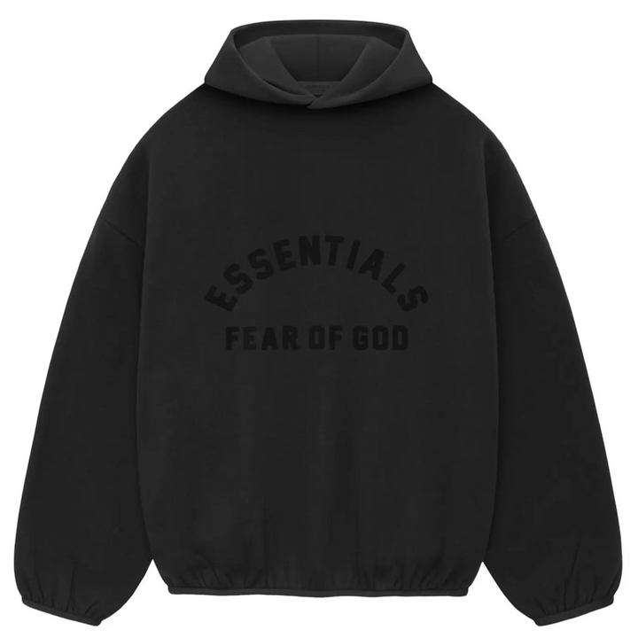 Fear of God Essentials Nylon Fleece Hoodie Black (SS24) | Hype Vault