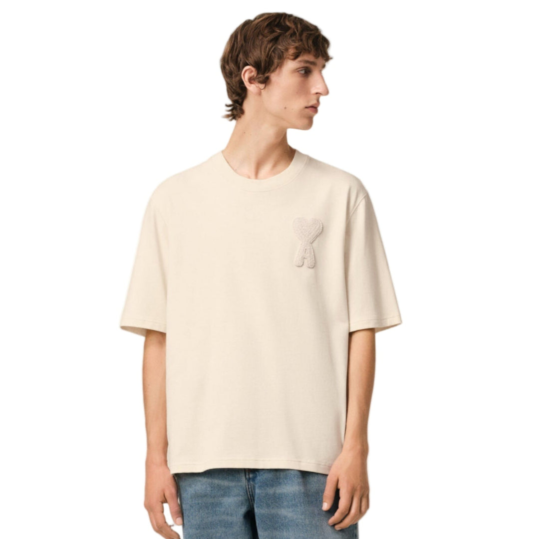 Ami Paris Ami De Coeur Patch T-Shirt ‘Beige’ | Hype Vault