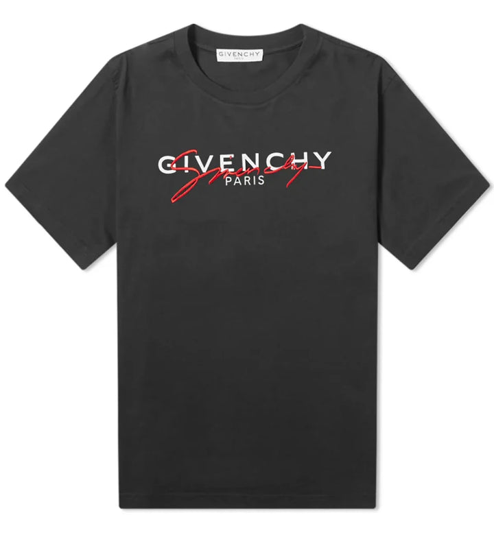 Givenchy Red Embroidery T-Shirt Black Regular Fit