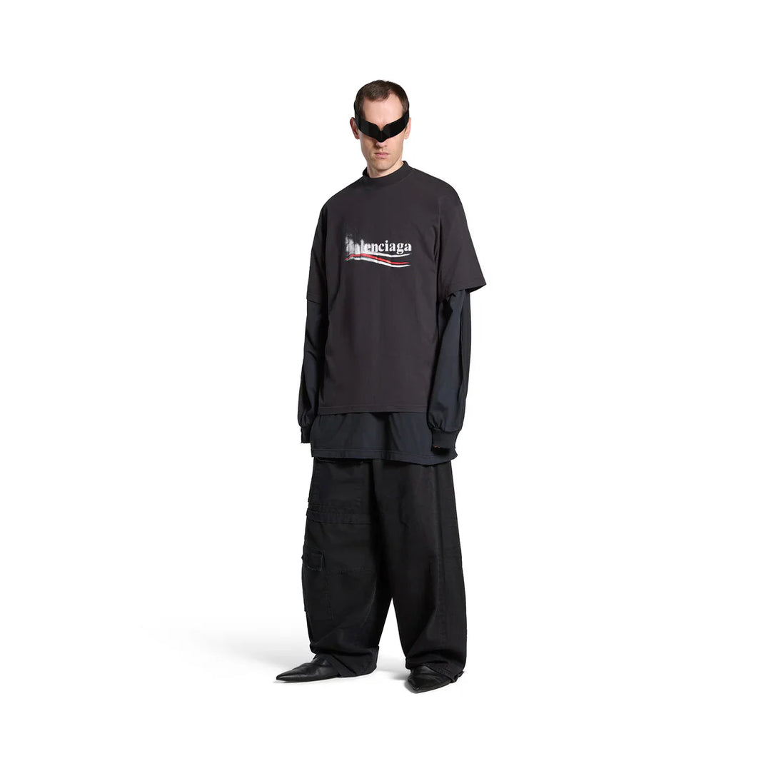 Balenciaga Political Stencil Medium Fit Tee Black (SS25)