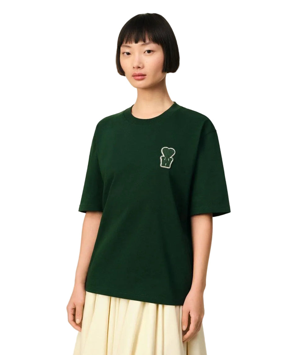Ami Paris Cotton Boxy Fit T-Shirt with Patch Green - Hype Vault 