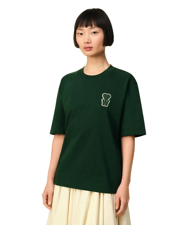 Ami Paris Cotton Boxy Fit T-Shirt with Patch Green - Hype Vault 
