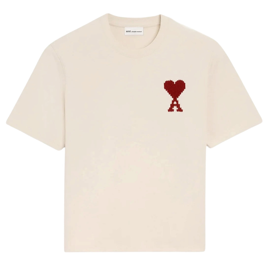 AMI PARIS Ami de Coeur Heavy Jersey Tee Moonlight/Red (SS26) - Hype Vault 