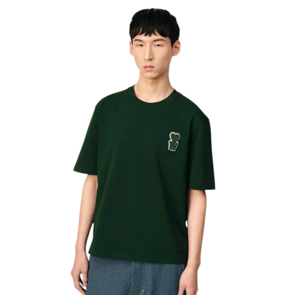 Ami Paris Cotton Boxy Fit T-Shirt with Patch Green - Hype Vault 