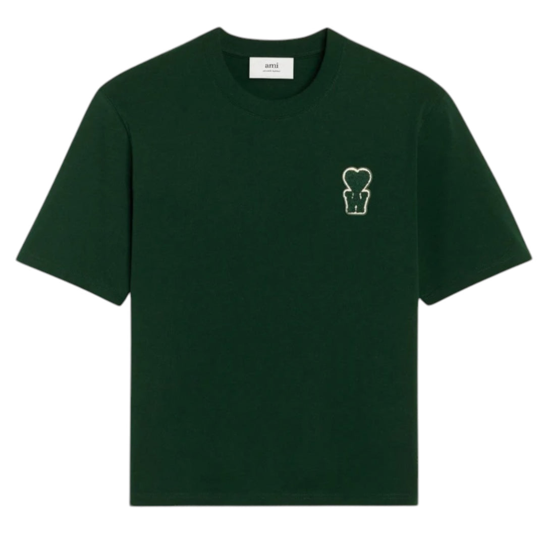 Ami Paris Cotton Boxy Fit T-Shirt with Patch Green - Hype Vault 