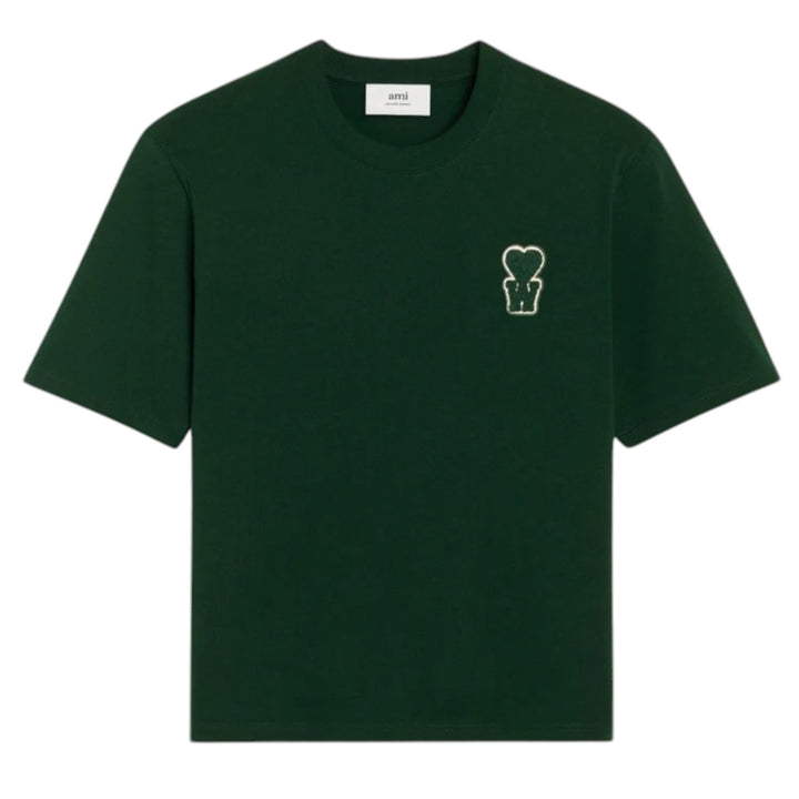 Ami Paris Cotton Boxy Fit T-Shirt with Patch Green - Hype Vault 