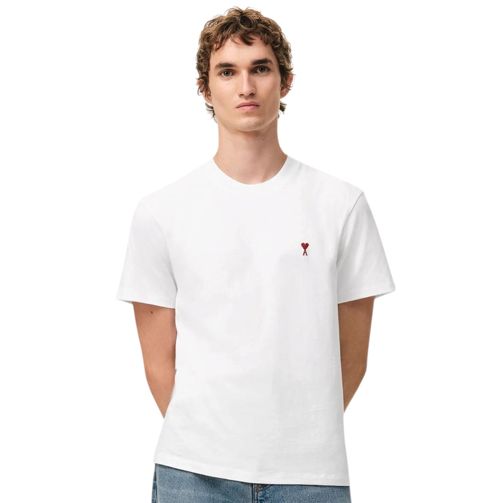AMI Paris Ami de Coeur Organic Cotton T-Shirt White/Red (Core Collection) - Hype Vault 