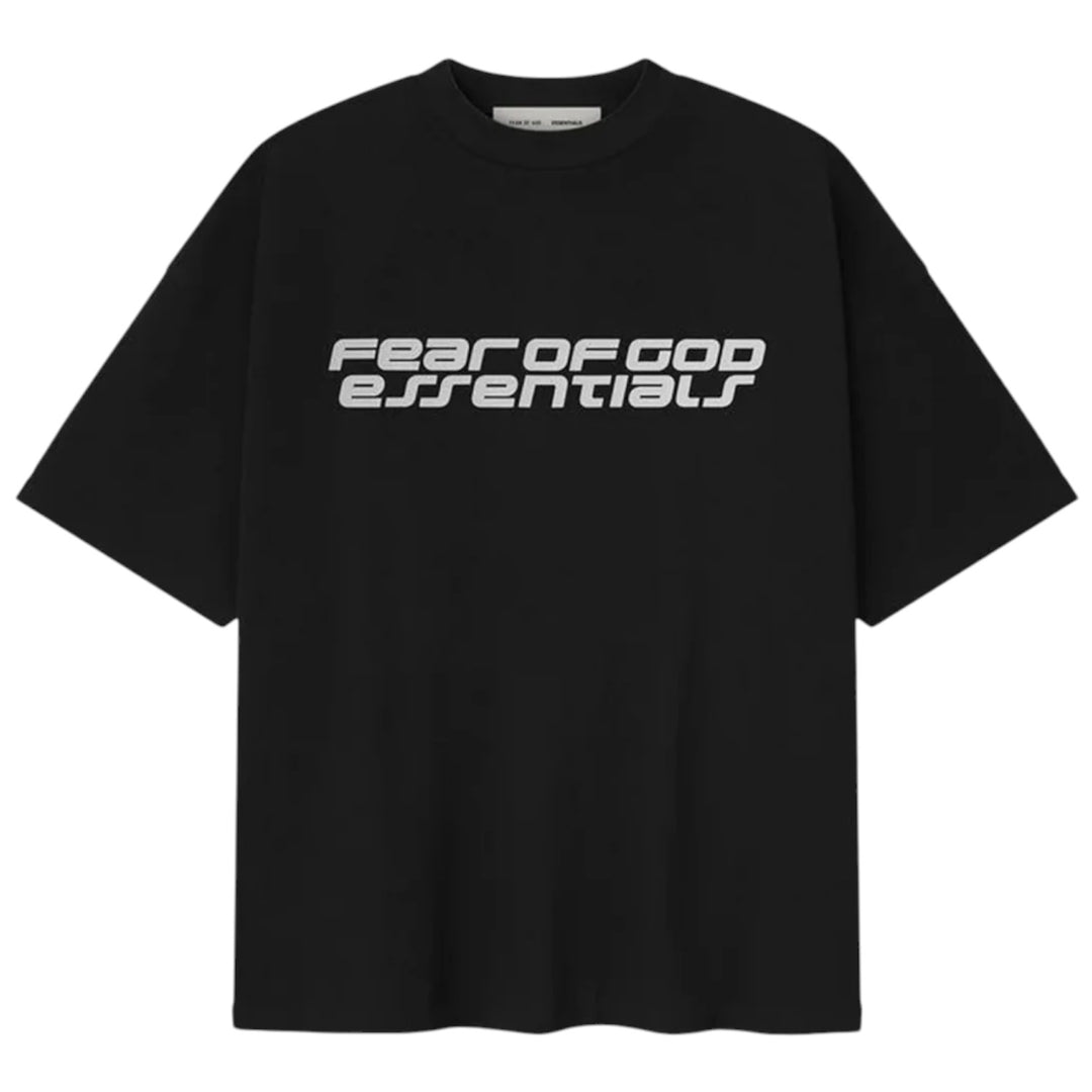 Fear Of God Essentials Ponte 90’s Tee Vintage Black with Reflective Logo (FW25) - Hype Vault 