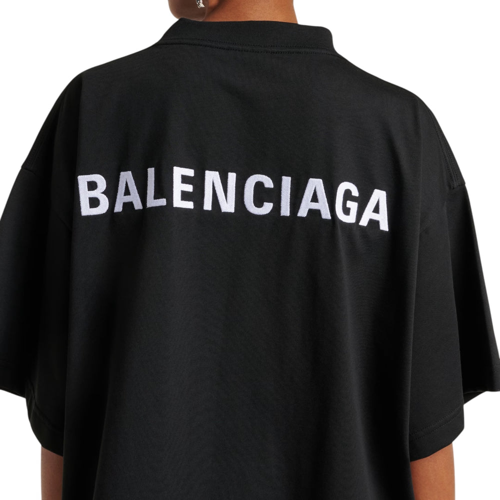 Balenciaga Logo Embroidered Cotton T-Shirt Black - Hype Vault 