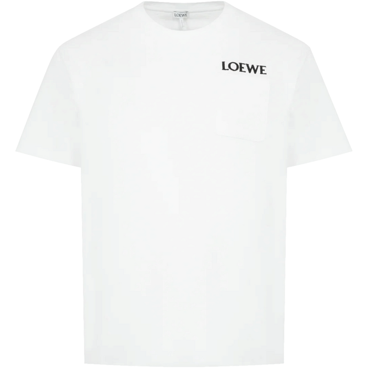 Loewe Embroidered Chest Logo Pocket Tee Relaxed Fit White - Hype Vault 
