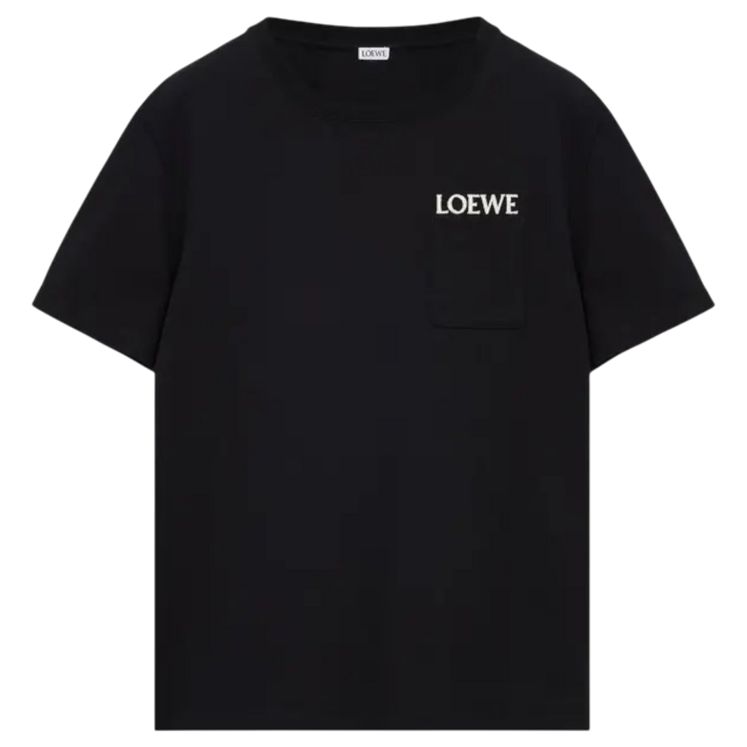 Loewe Embroidered Chest Logo Pocket Tee Relaxed Fit Black - Hype Vault 
