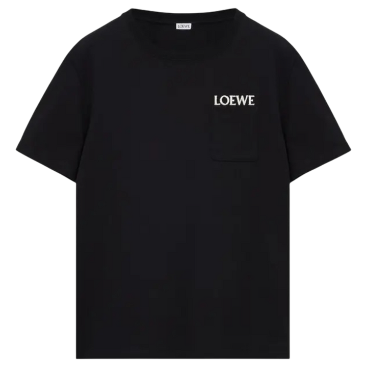 Loewe Embroidered Chest Logo Pocket Tee Relaxed Fit Black - Hype Vault 