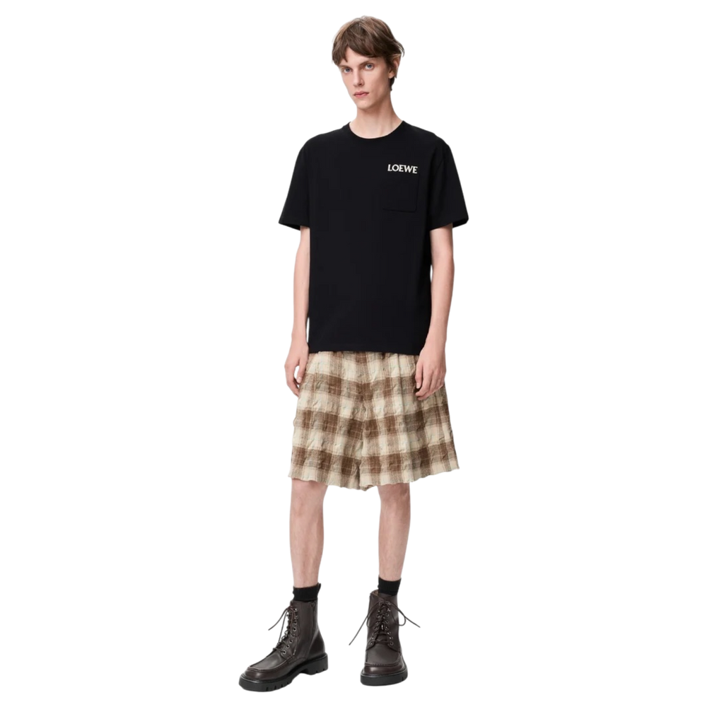 Loewe Embroidered Chest Logo Pocket Tee Relaxed Fit Black - Hype Vault 