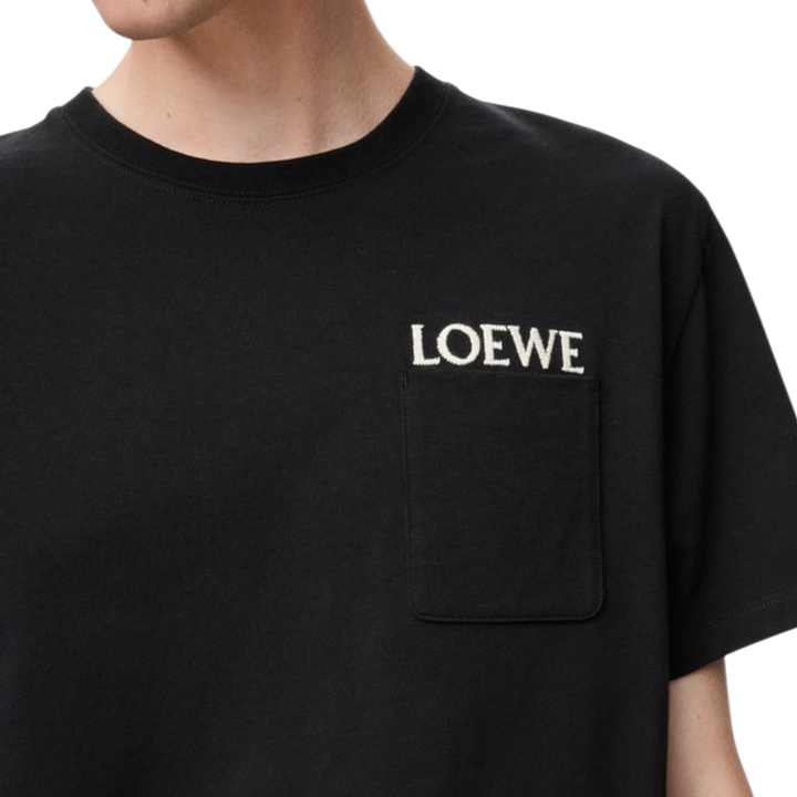 Loewe Embroidered Chest Logo Pocket Tee Relaxed Fit Black - Hype Vault 