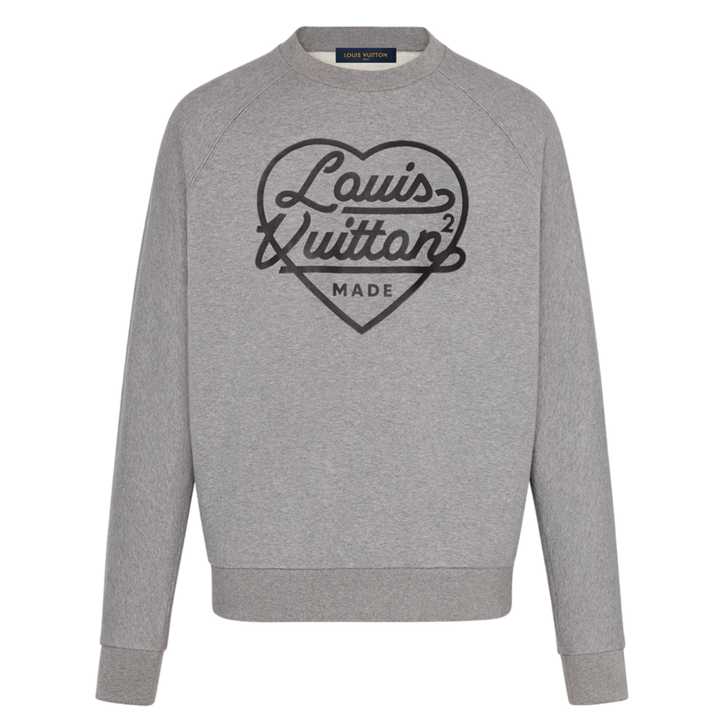 Louis Vuitton x Nigo Printed Heart Sweatshirt Light Grey (FW21) | Hype Vault