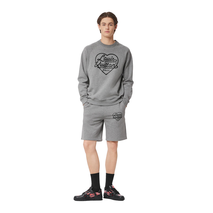 Louis Vuitton x Nigo Printed Heart Sweatshirt Light Grey (FW21) | Hype Vault