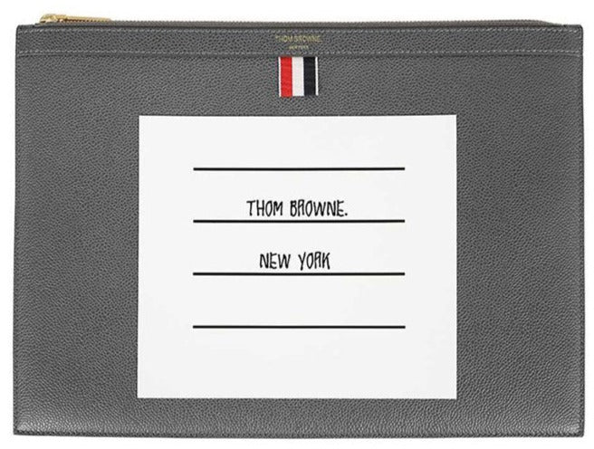 Thom Browne Dark Grey Pebble Grain Leather Paper Label Medium Document Holder | Hype Vault Kuala Lumpur