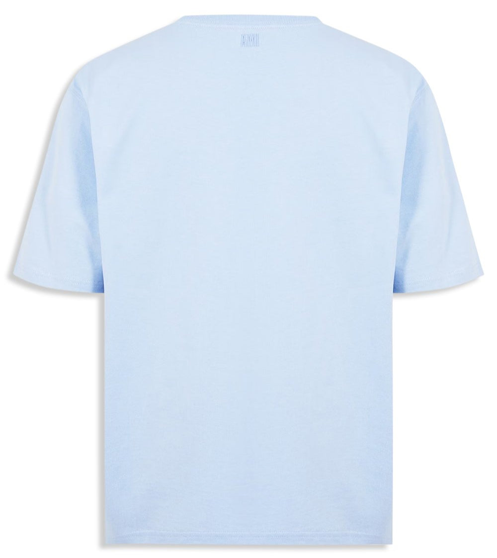 Ami Paris Big Heart T-Shirt Embroidered Sky Blue (SS23) | Hype Vault
