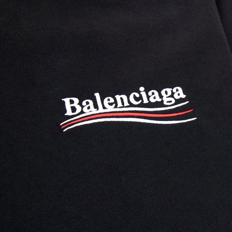 Balenciaga Political Campaign Embroidered Logo T-Shirt ‘Black’ | Hype Vault