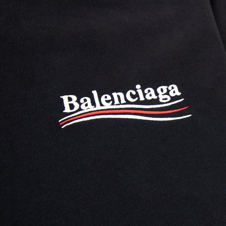 Balenciaga Political Campaign Embroidered Logo T-Shirt ‘Black’ | Hype Vault