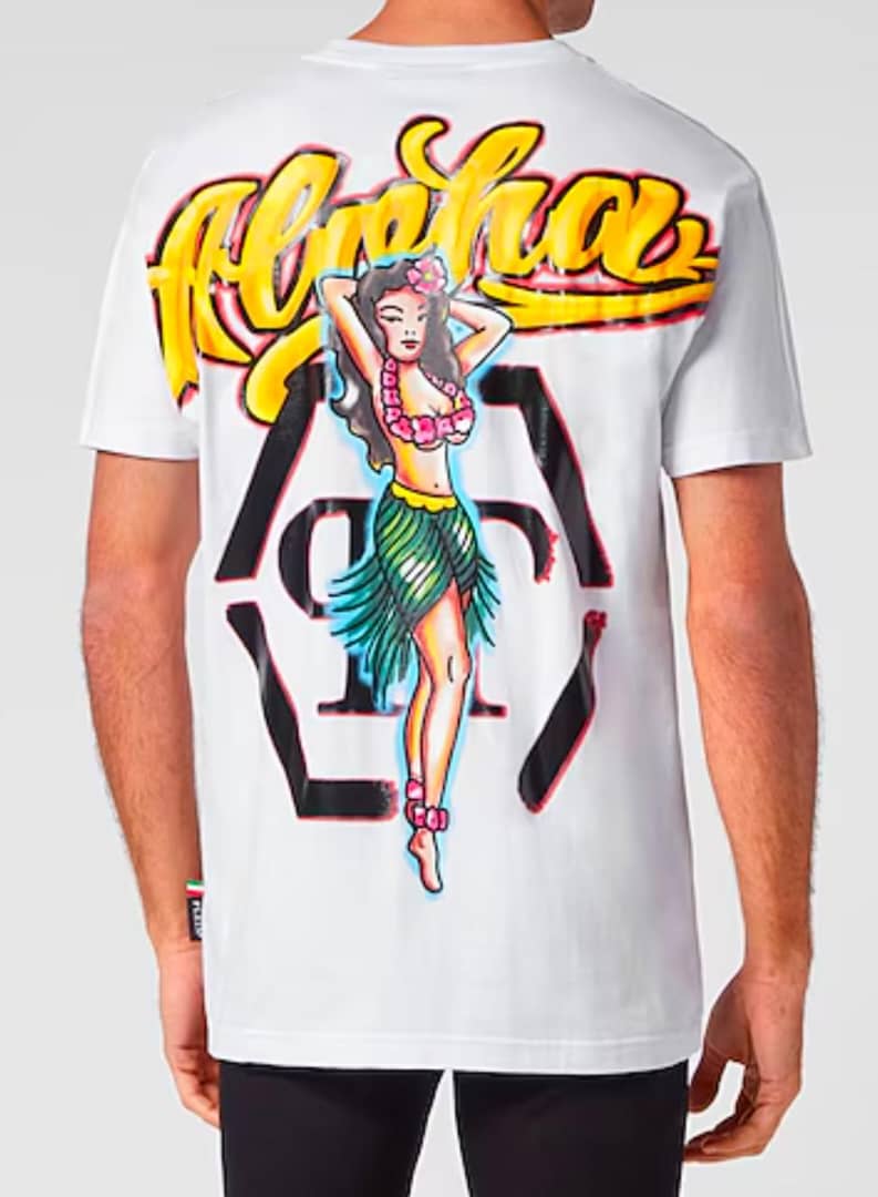 Philipp Plein Hawaii Cotton Short-Sleeve White T-Shirt  | Hype Vault Kuala Lumpur