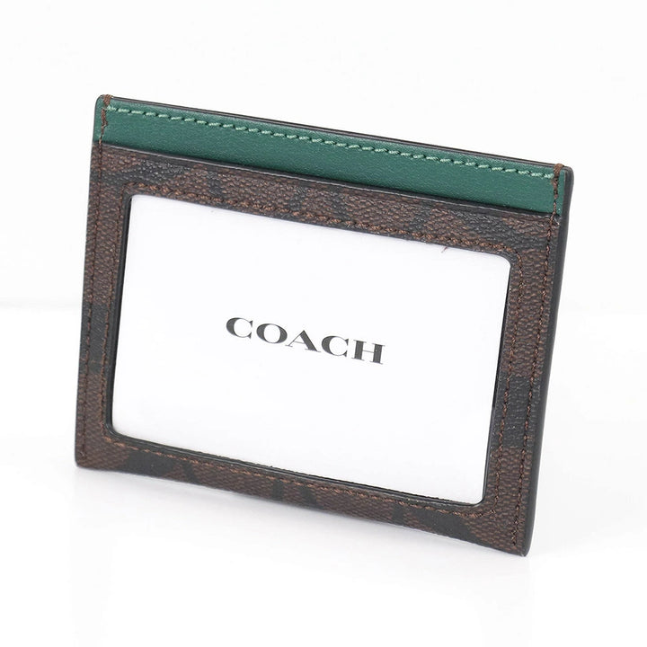 Coach Slim ID Card Case In Signature Canvas Brown/Dark Pine | Hype Vault