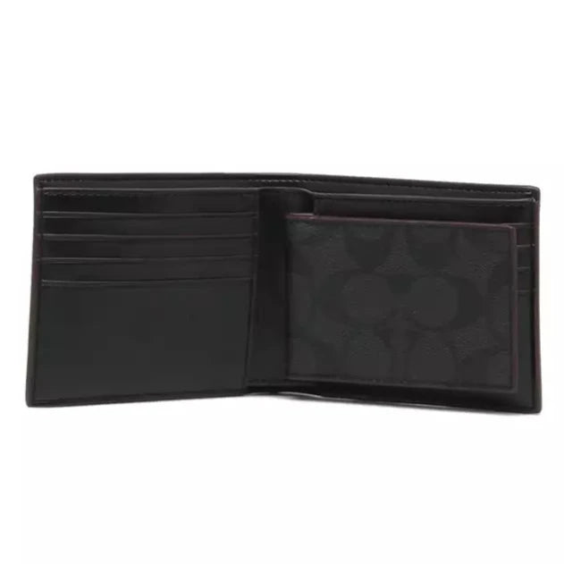 Coach Compact ID Wallet in Signature Crossgrain Leather Black | Hype Vault