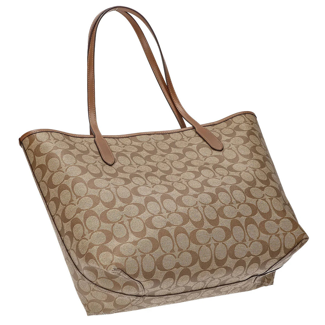 Coach City Tote Bag In Signature Canvas Khaki/Saddle | Hype Vault