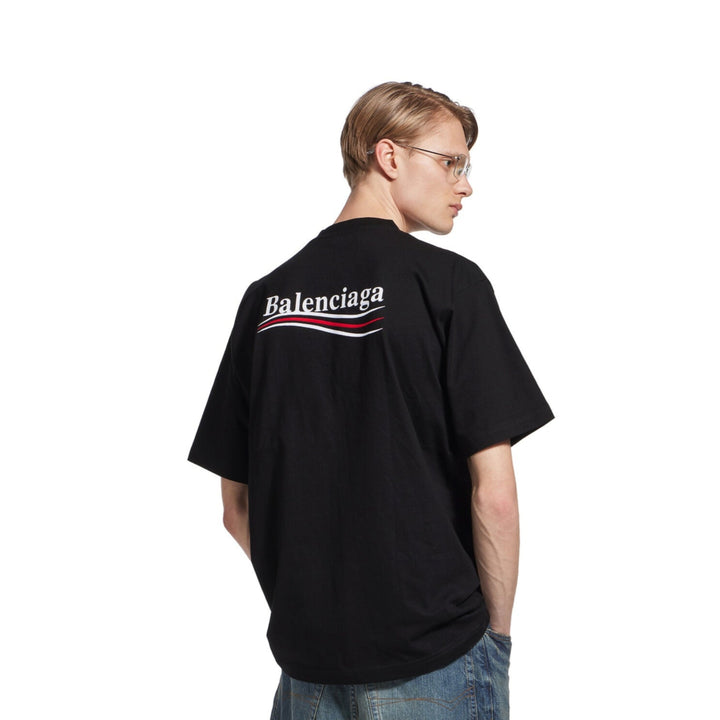 Balenciaga Political Campaign Embroidered Logo T-Shirt ‘Black’ | Hype Vault